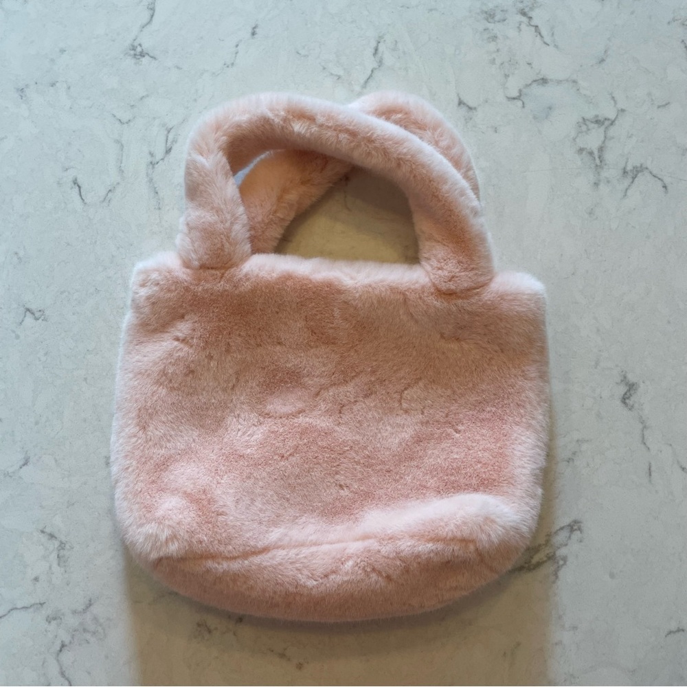 NWOT 🩷 Faux Fur Mini Tote Bag Purse in Light Pink Blush